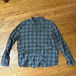 Mens Banana Republic Olive Plaid Shirt Size XL